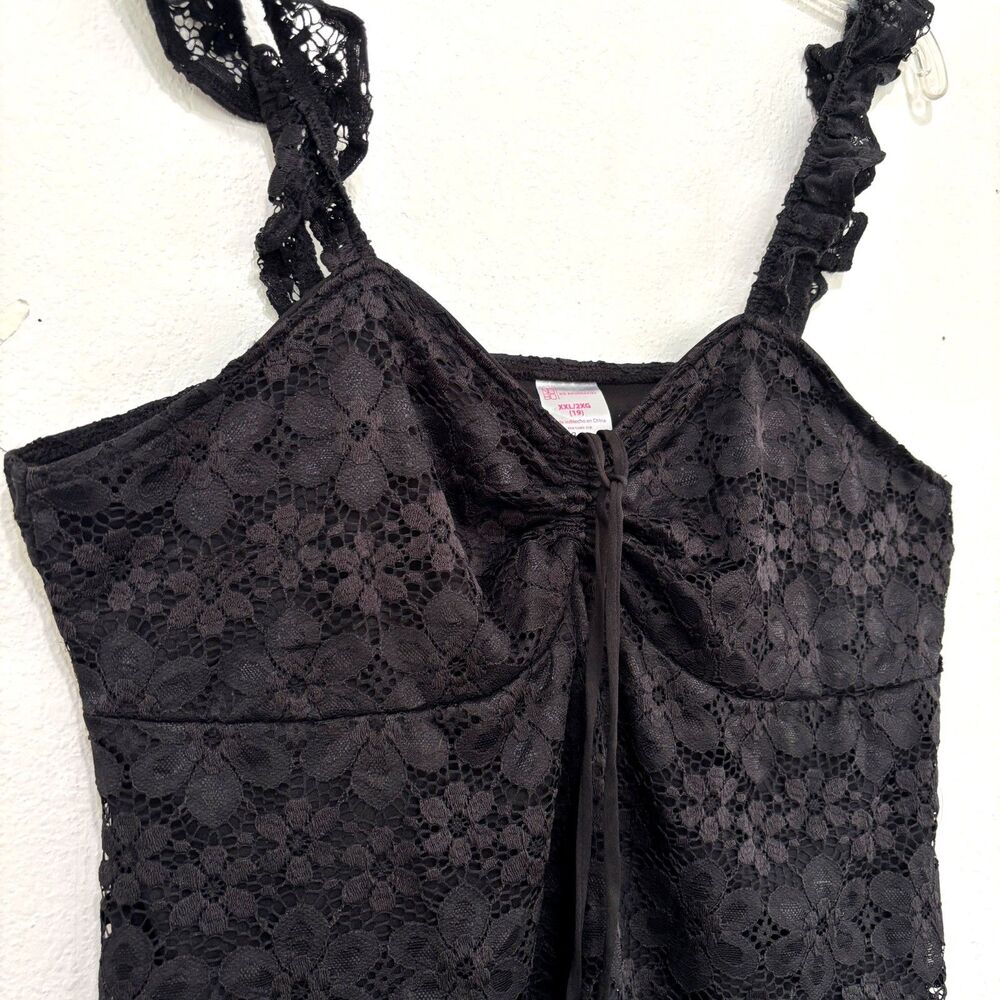 Womens Y2K Babydoll Lace Tank Top Size XL Fairy Grunge Whimsigoth Layering